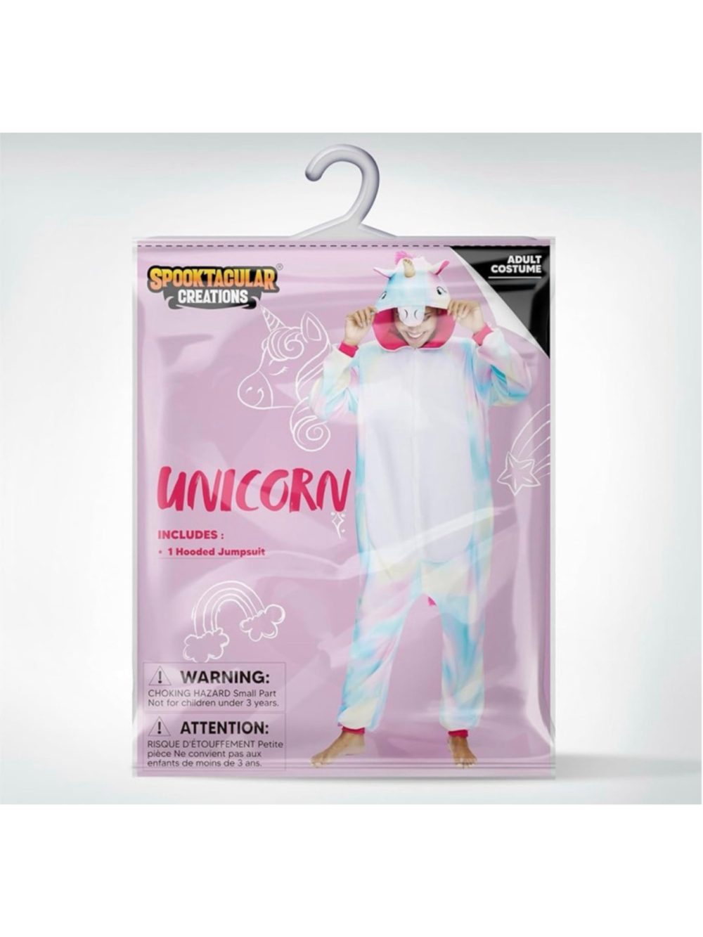SPOOKTACULAR CREATIONS Unisex Adult Jumpsuit, Unicorn Halloween Plush Costume